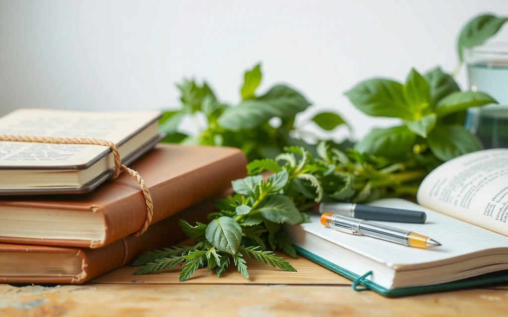 Eine Sammlung von Büchern und Zeitschriften über Ernährung und Gesundheit, symbolisiert Wissen und Lernen.