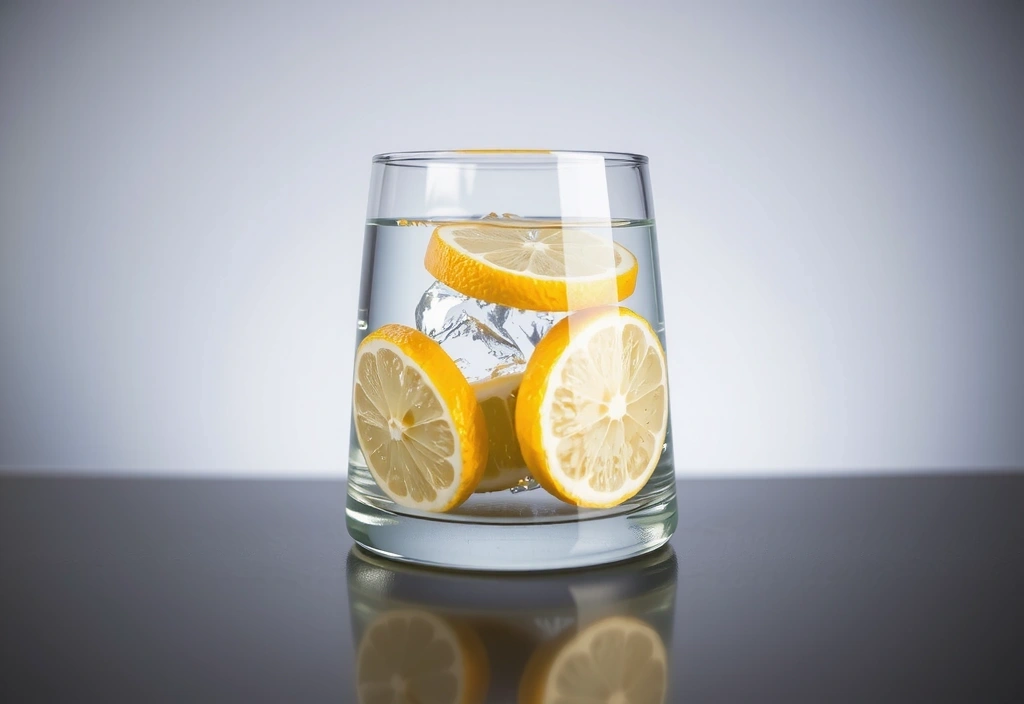 Ein Glas Wasser mit Zitronenscheiben, symbolisiert Hydration und gesunde Getränke.