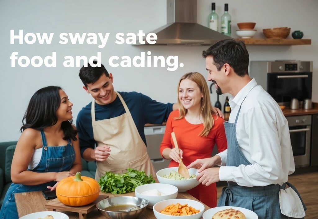 Eine Gruppe von Menschen, die zusammen kochen und lachen, symbolisiert soziale Aspekte des Essens.