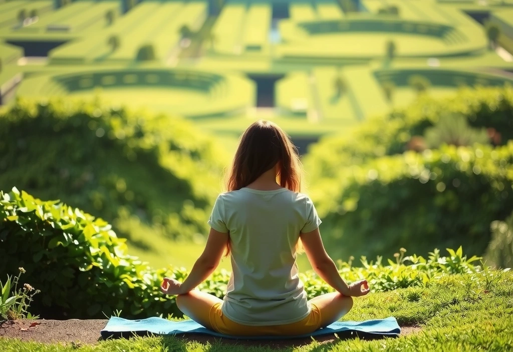 Person meditiert in der Natur, symbolisiert Achtsamkeit